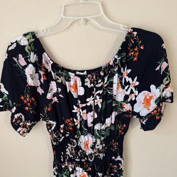 Kindred Anthropologie Womens Jumpsuit Size S Black Floral Wide Leg Casual Travel - Picture 4 of 13